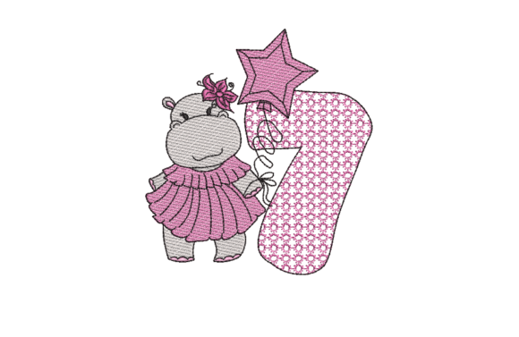 Adorable Number 7 Cute Hippo for Special Occasions