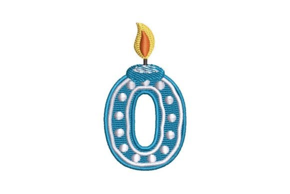 Birthday Candle Number 0: A Charming Embroidery Design