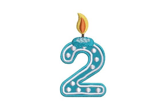 Birthday Candle Number 2: A Vibrant Embroidery Design
