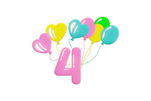 Birthday Number 4: A Festive Embroidery Design
