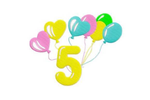 Birthday Number 5: A Vibrant Embroidery Design