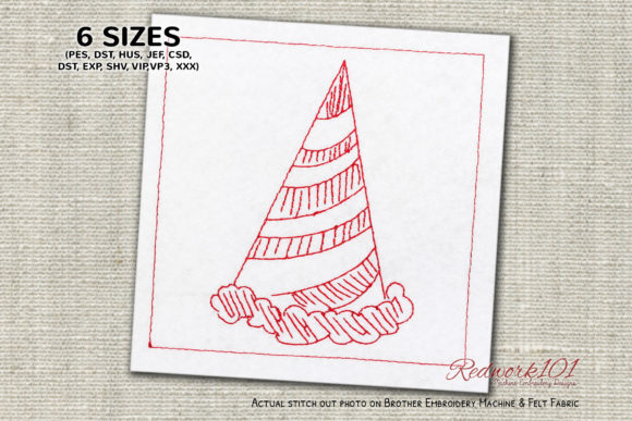 Birthday Party Cap: Redwork Design for Boutique Apparel