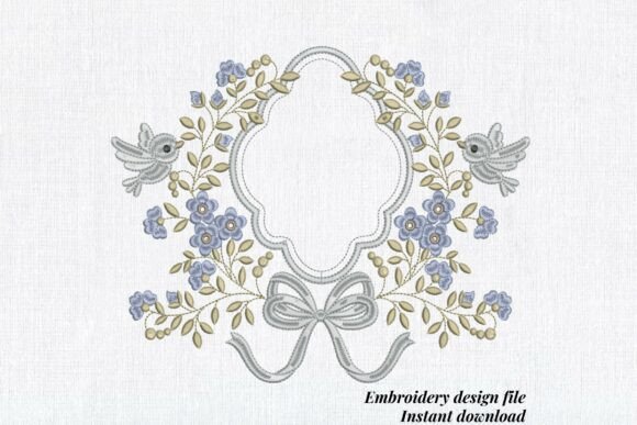 Blue Shabby Chic Floral Frame: Apparel Design Review