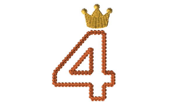 Charming Crowned Number Four for Festive Embroidery