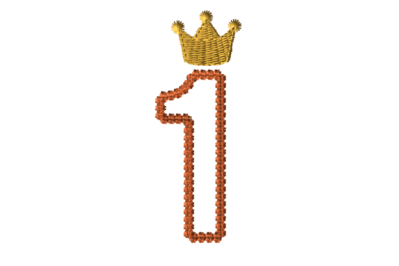 Crowned Number One: A Charming Embroidery Design