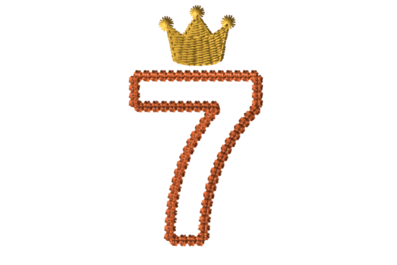Crowned Number Seven: A Charming Embroidery Design