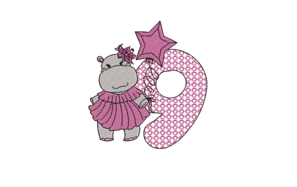 Number 9 Cute Hippo: A Charming Addition for Birthdays