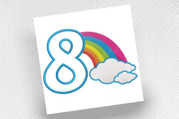 Rainbow Birthday Number Eight Embroidery