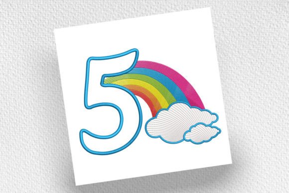 Rainbow Birthday Number Five: A Charming Embroidery Design