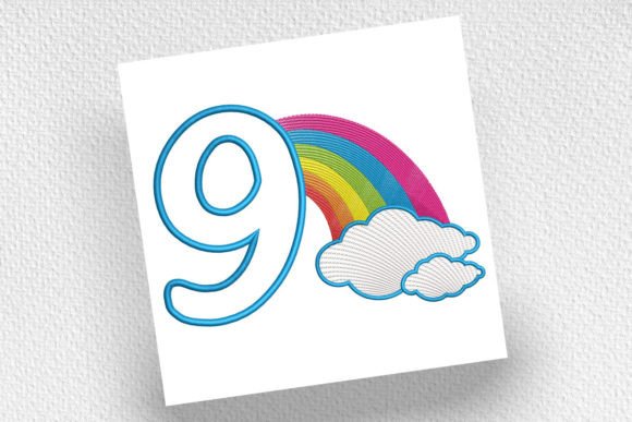 Rainbow Birthday Number Nine: A Charming Embroidery Design