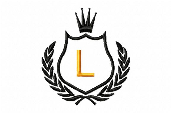 Royal Crest Letter L: Elegant Holiday Embroidery