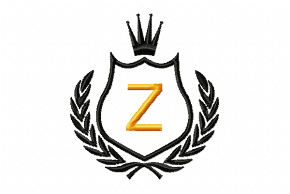 Royal Crest Letter Z: Elegant Sweatshirt Embroidery